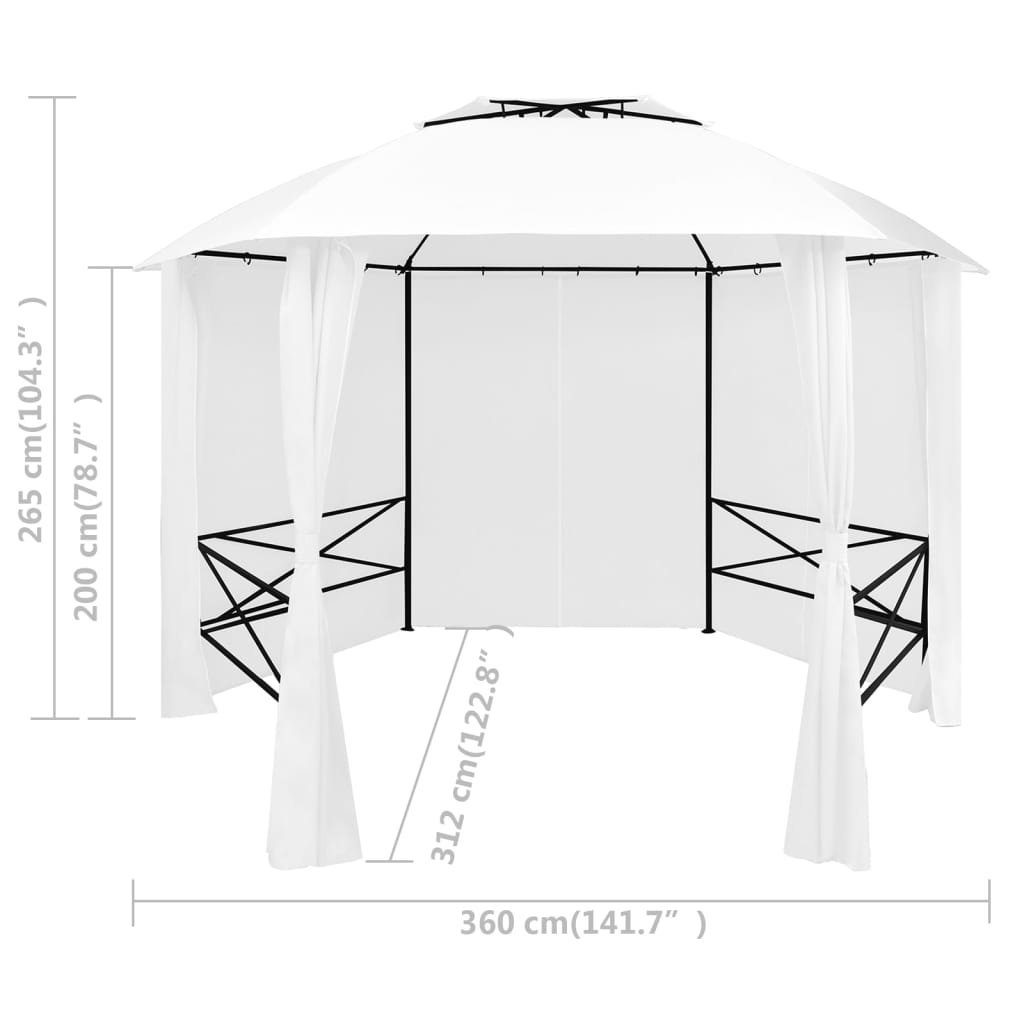 vidaXL Partyzelt Gartenzelt mit Vorhängen 360x312x265 cm Weiß 180 g/m²