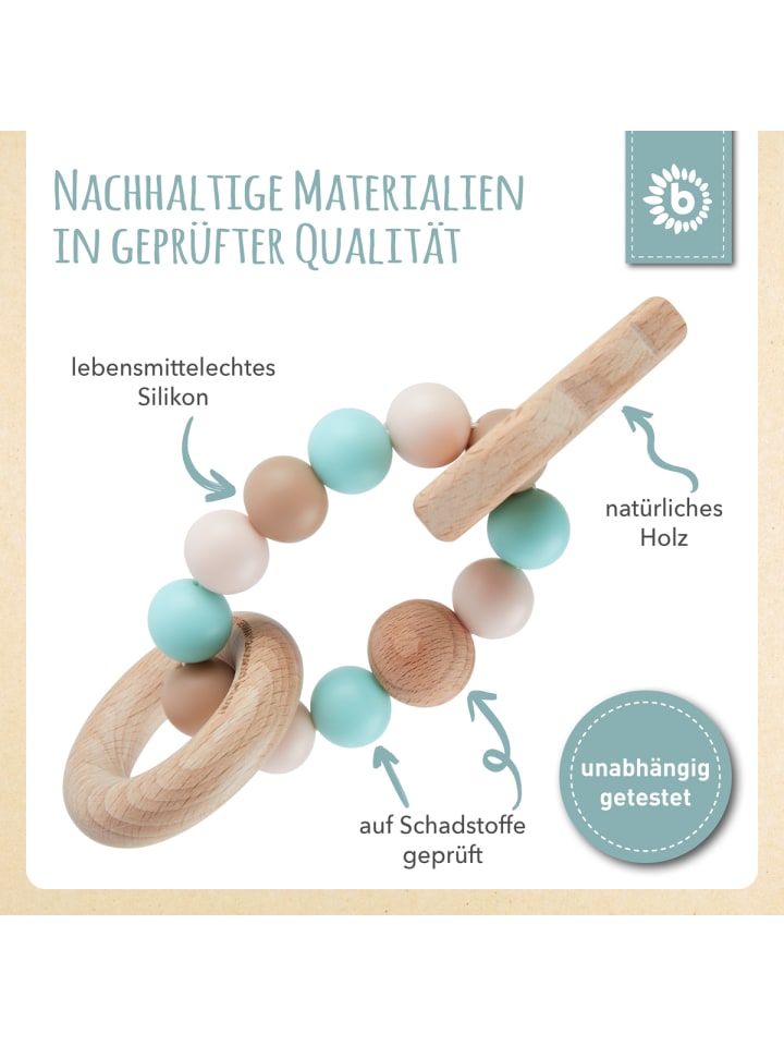 Bieco Spielwaren Greifling Holz Natur mit Silikon Kugel Eule - ab Geburt in Blau günstig kaufen onesize