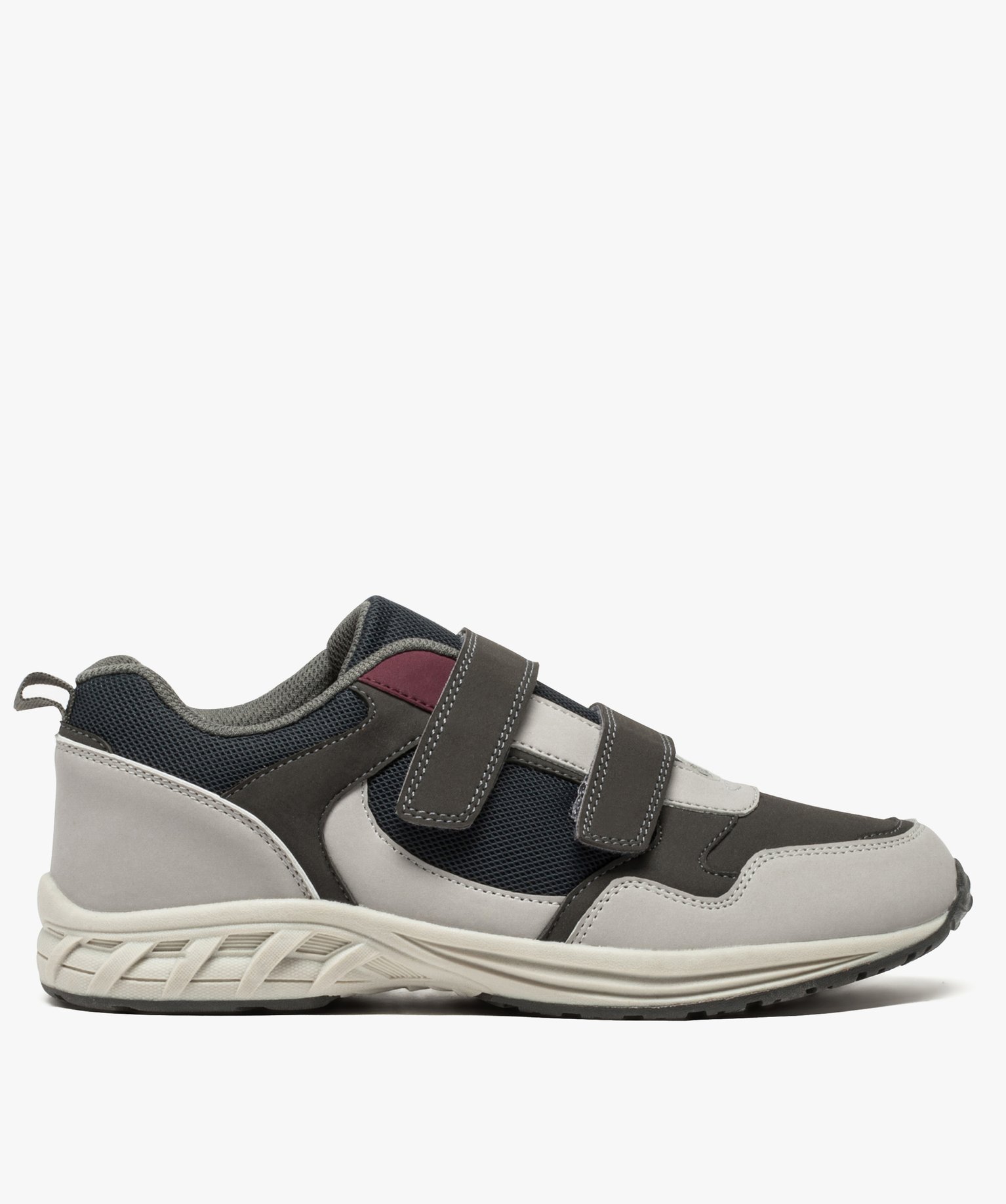 Baskets homme mesh et suédine fermeture scratch gris | GEMO