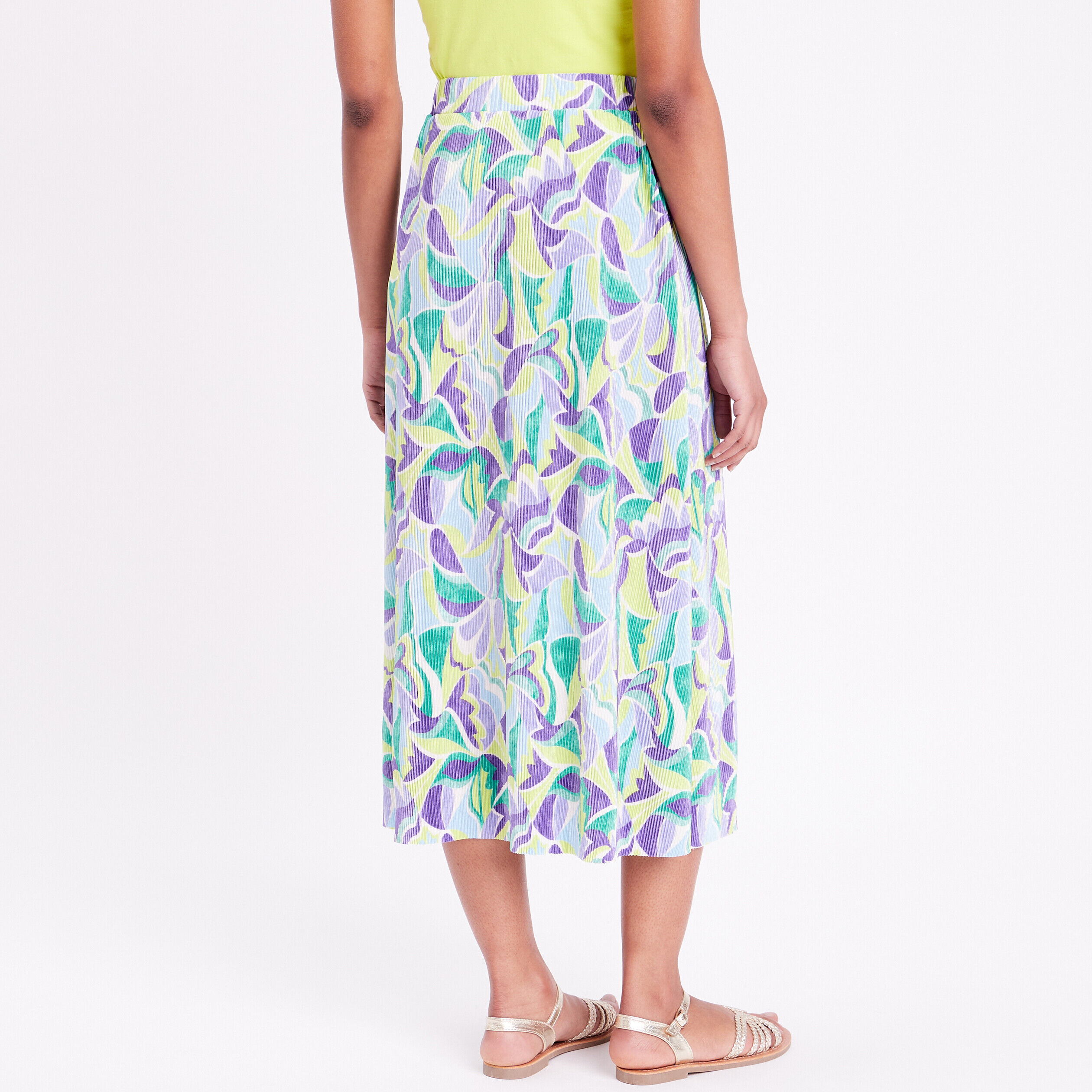 Jupe longue évasée plissée beige femme | Cache Cache