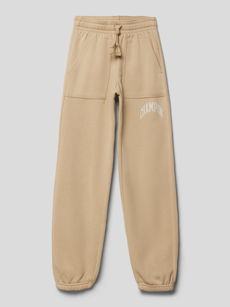 Sweatpants mit Logo-Print Modell 'Rochester' in camel