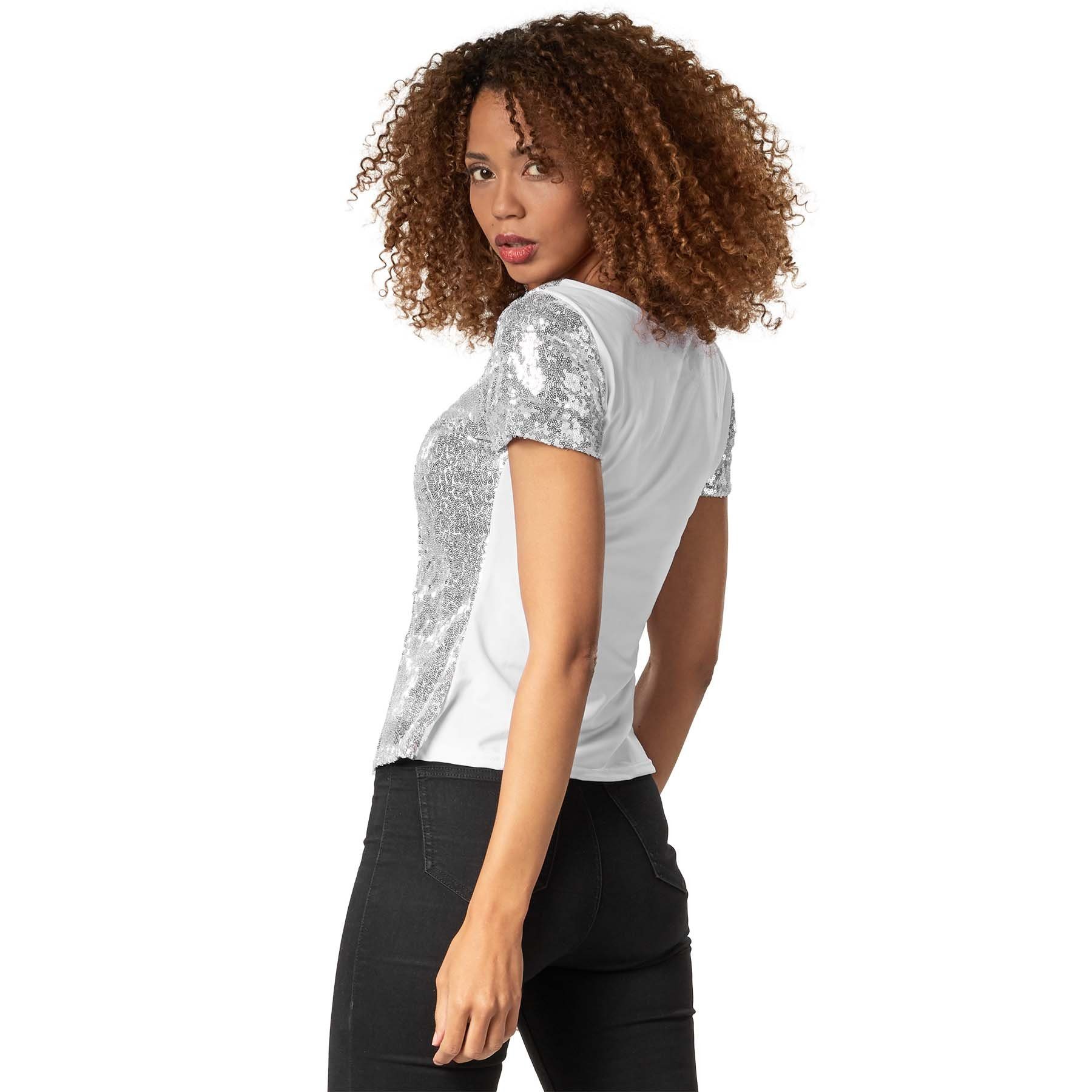 dressforfun T-Shirt Pailletten-Kurzarm-Shirt Rundhals