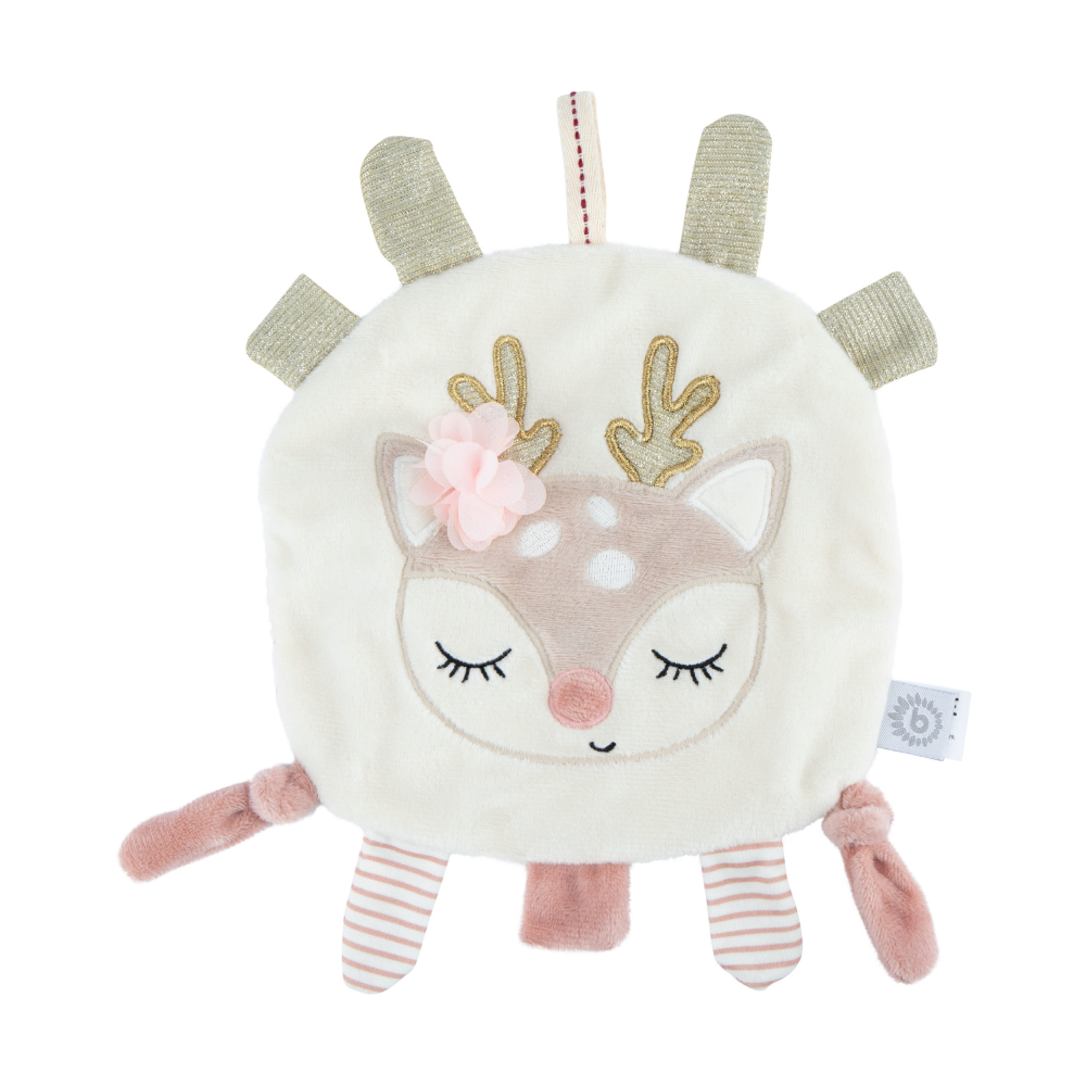 Knistertuch Reh beige/rosa/gold