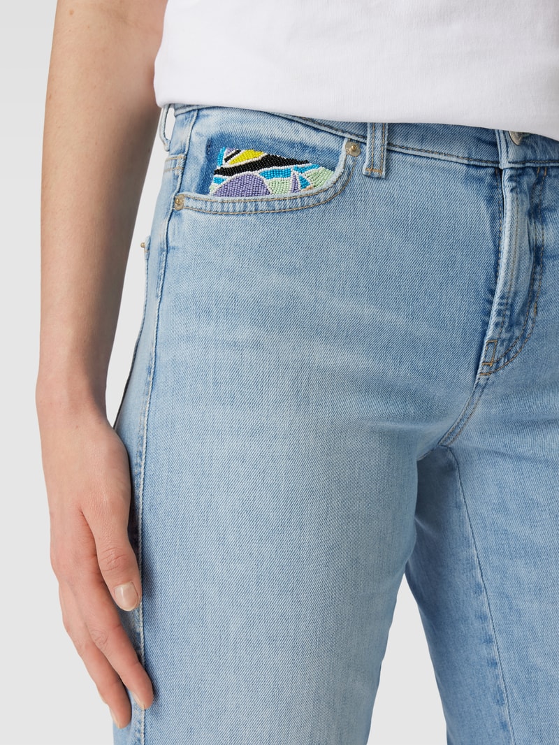 Straight Fit Jeans mit Zierbesatz Modell 'PARIS' in hellblau
