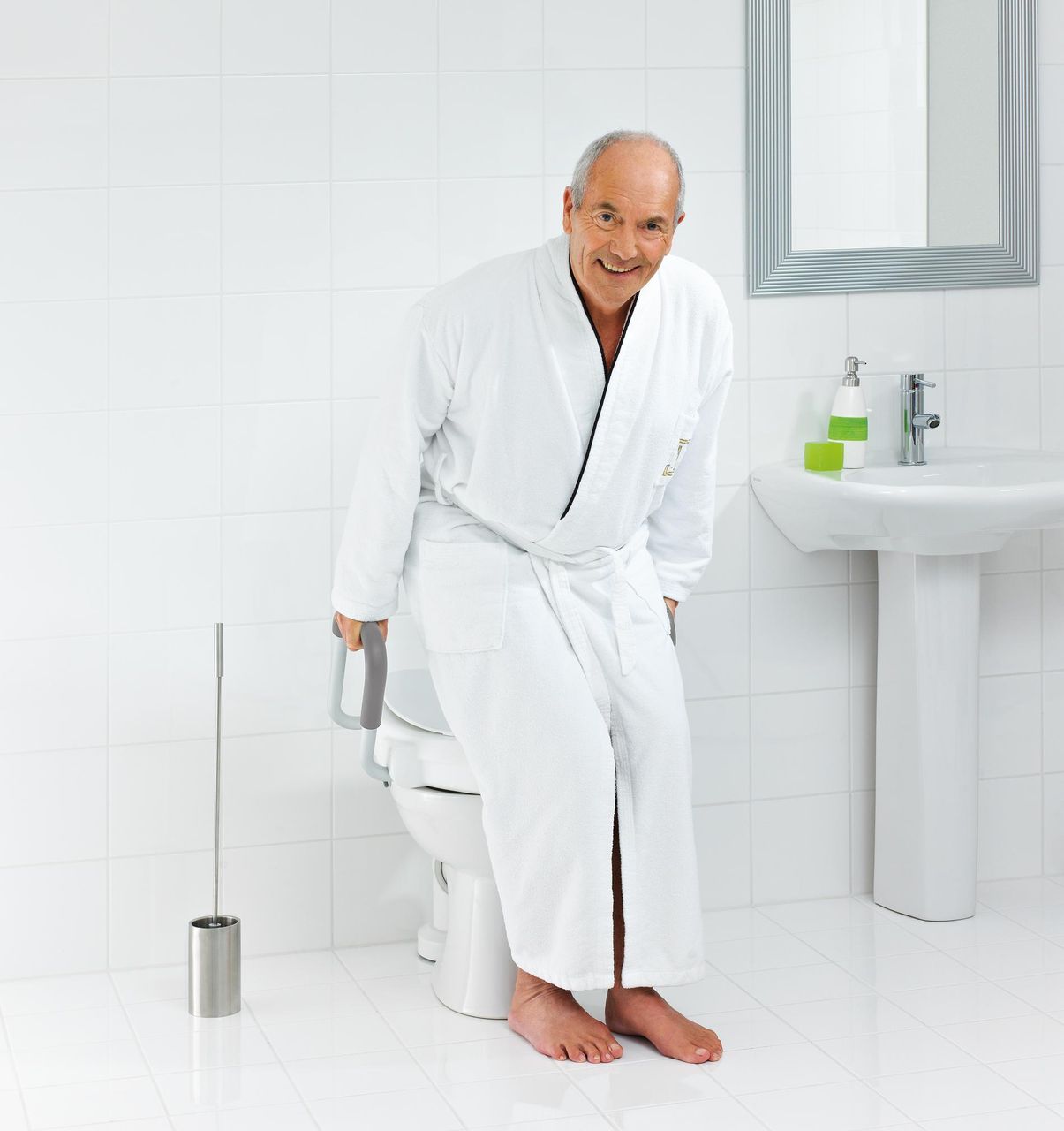 Ridder WC-Sitzerhöhung Sam ca. 10 cm, weiß, mit Armlehnen, ABS / PE / PU / Aluminium