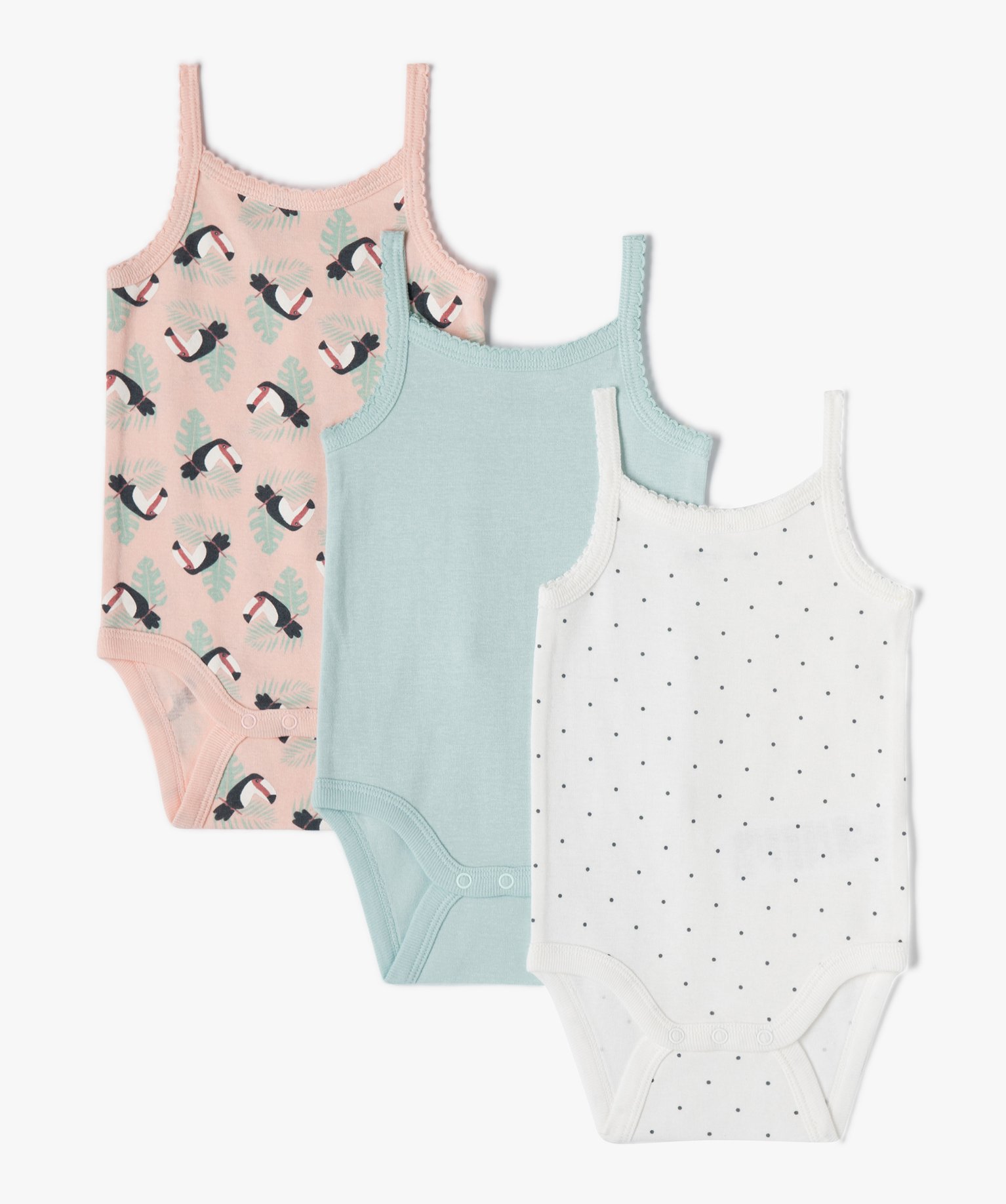 Body bébé à bretelles imprimé (lot de 3) rose | GEMO