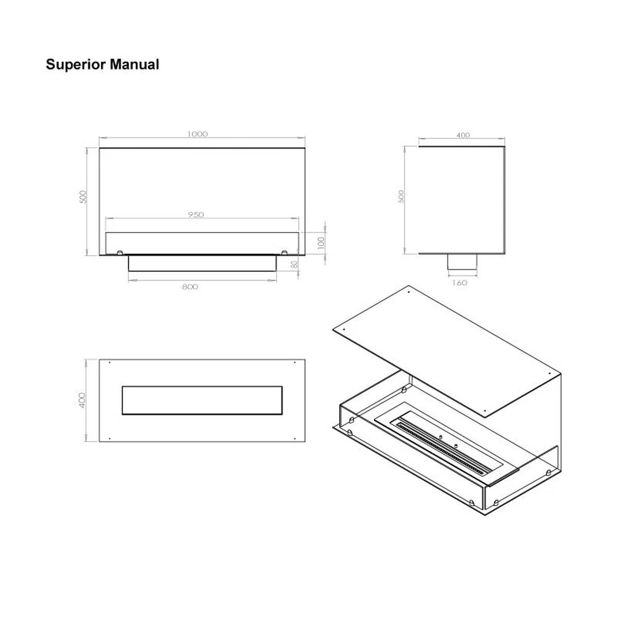 Foco Foco Three 1000, Bioethanol-Einbaukamin, 4,4 kW, 3-seitig, automatische oder manuelle Brennkammer