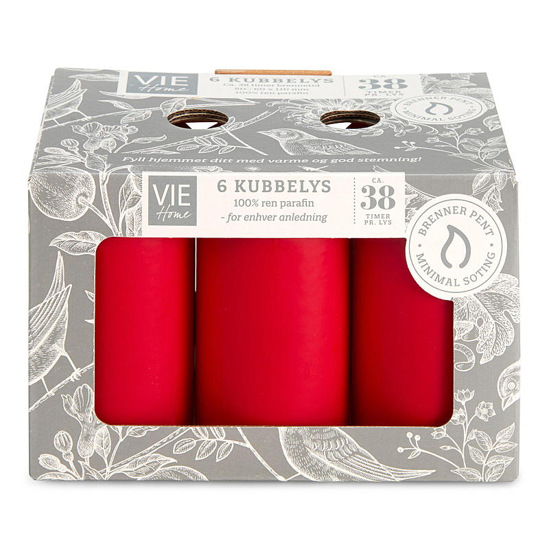 Vie Home Kubbelys 6-pk 6x11 cm rød