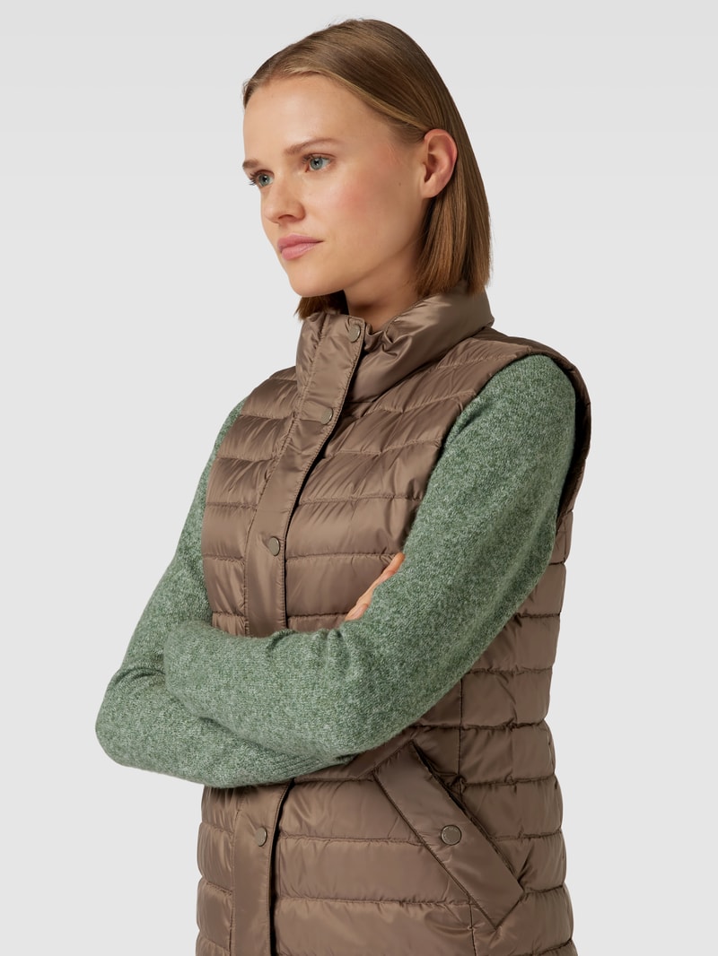 Steppweste mit Label-Detail in taupe