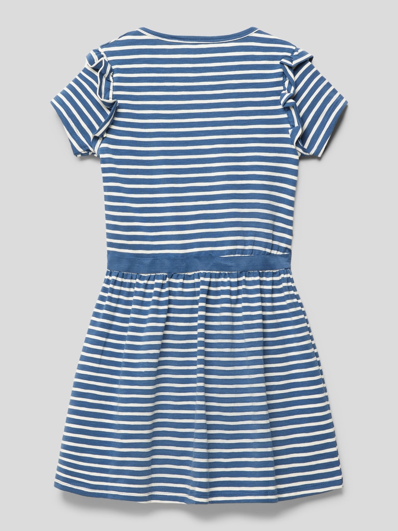Kurzärmliges Kleid mit Streifenmuster in blau