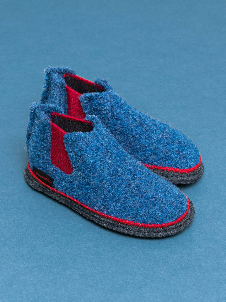 kitz-pichler Hausschuh Hütten-Chelsea in jeansblau/rot günstig kaufen