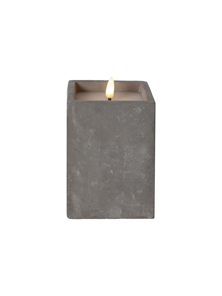 STAR Trading LED Blockkerze ,Flamme Cem', Zement, grau, 14,5cm günstig kaufen onesize