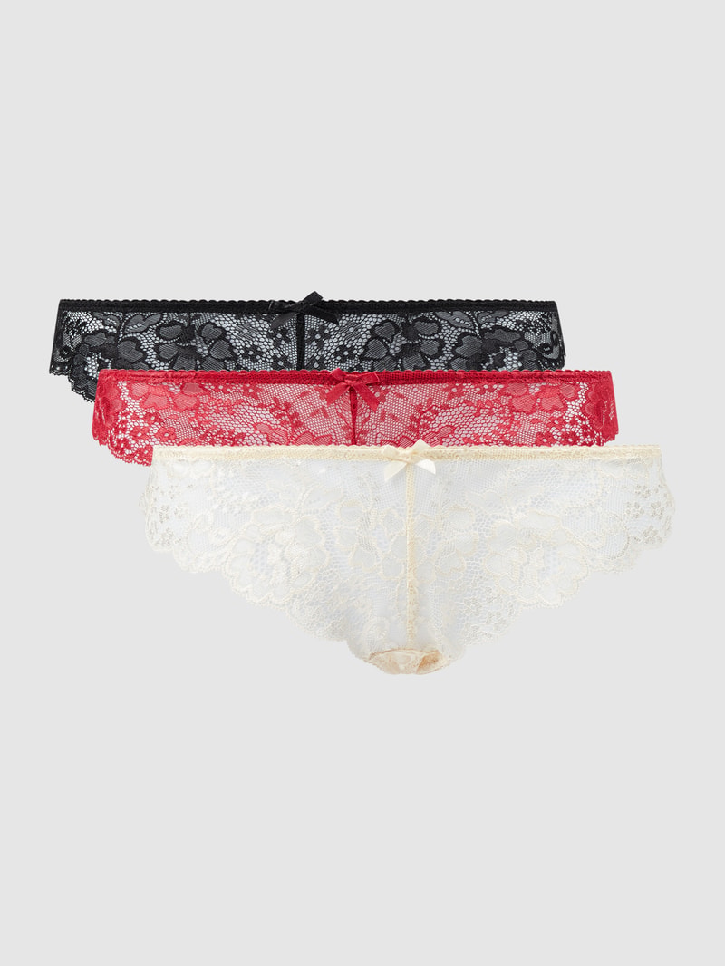Slip aus Spitze im 3er-Pack in schwarz