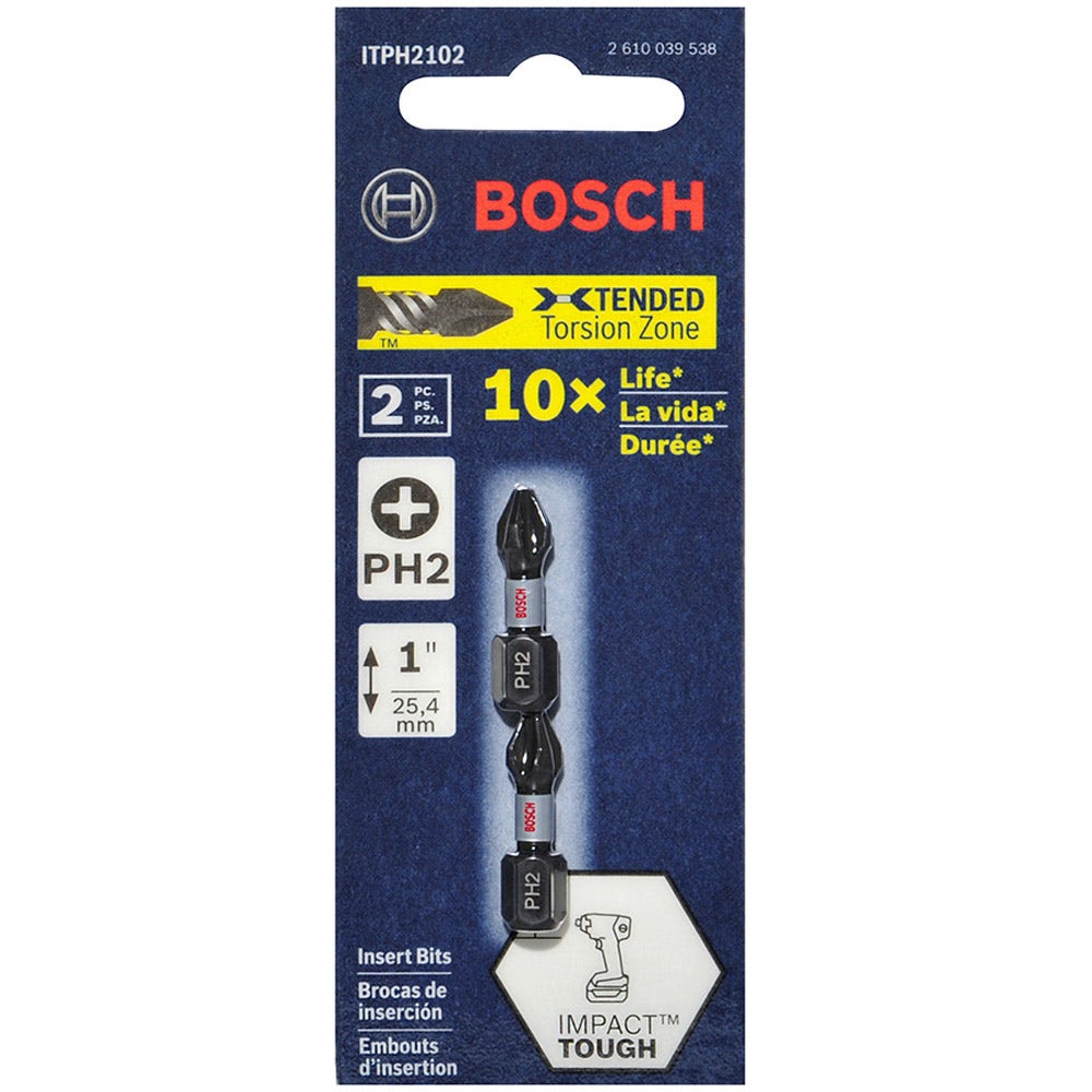Ponta de chave de fenda Phillips BOSCH PH2 x 25 mm – RESISTENTE A IMPACTOS – 2 peças