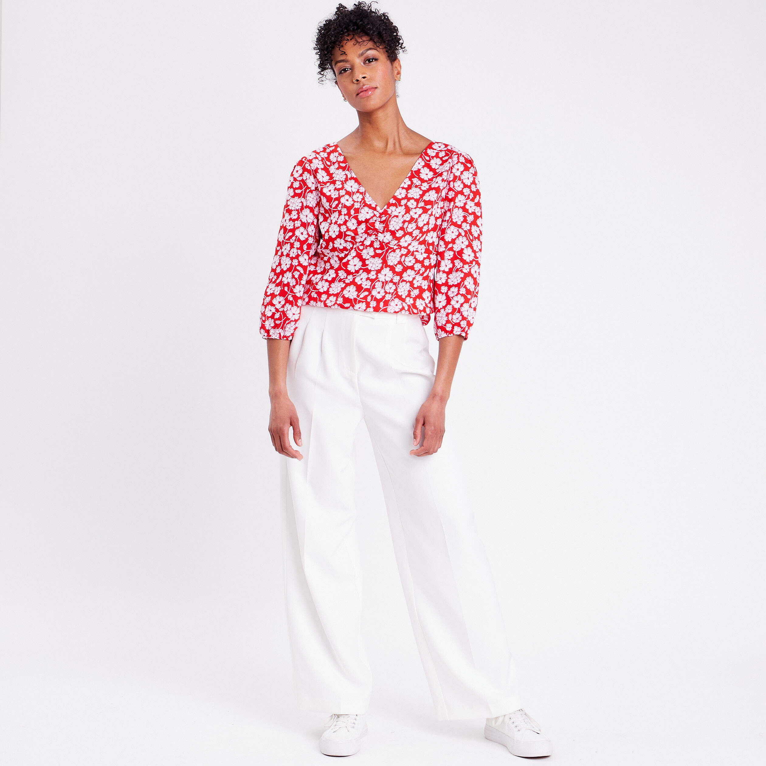 Blouse manches 3/4 rouge femme | Cache Cache