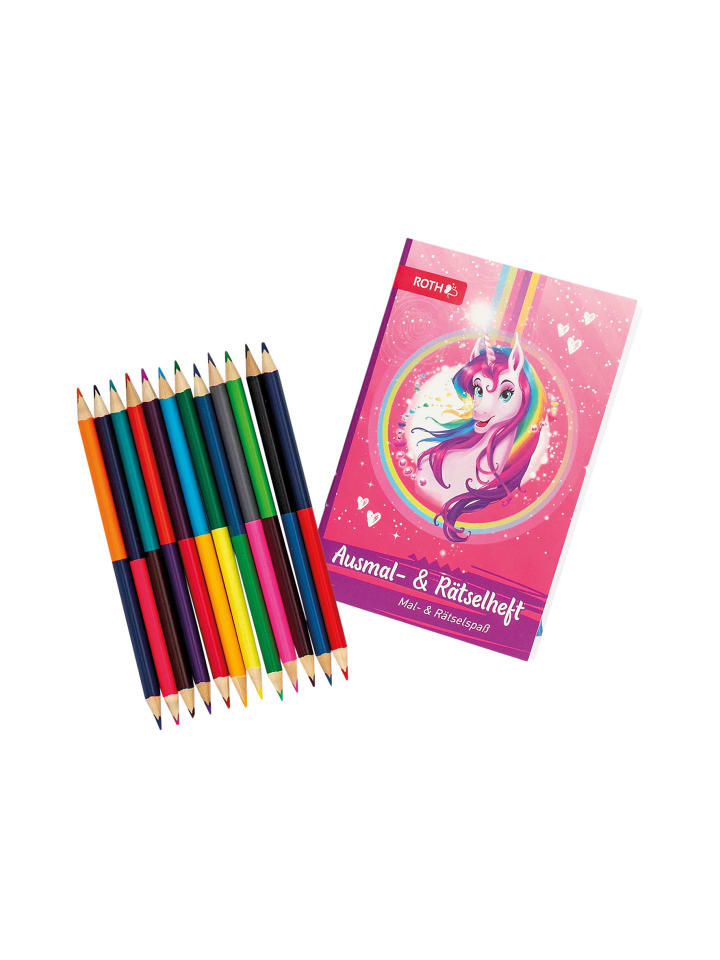 ROTH Set Ausmalbuch und Buntstifte, Einhornportrait in Rosa günstig kaufen onesize
