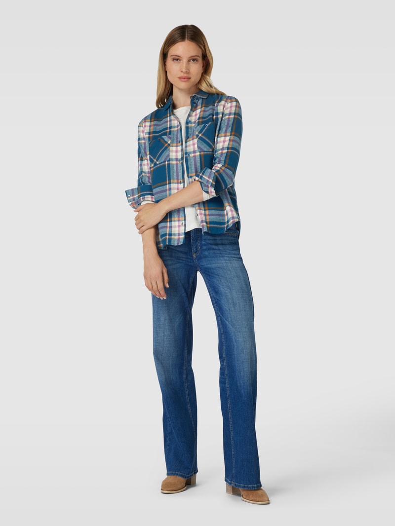Flanellbluse mit Brusttaschen in senfgelb