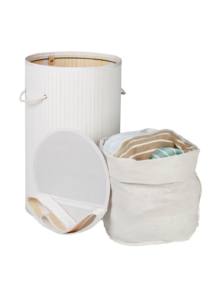 relaxdays Wäschekorb in Weiß - (H)63 x Ø40 cm günstig kaufen onesize