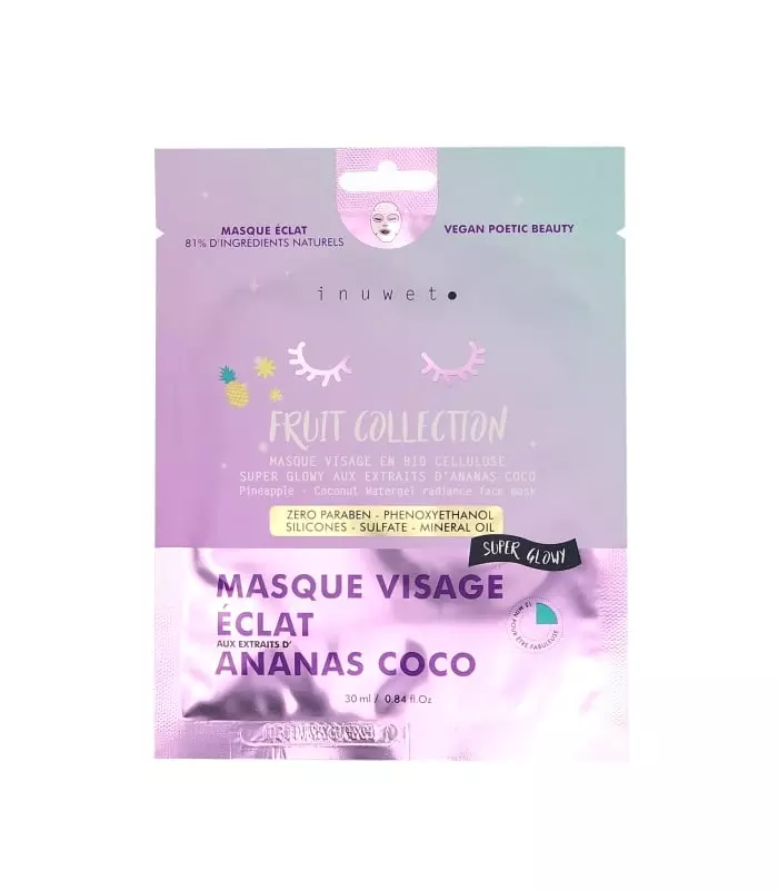 MASQUE FRUIT COLLECTION Masque visage eclat - ananas coco, bio cellulose