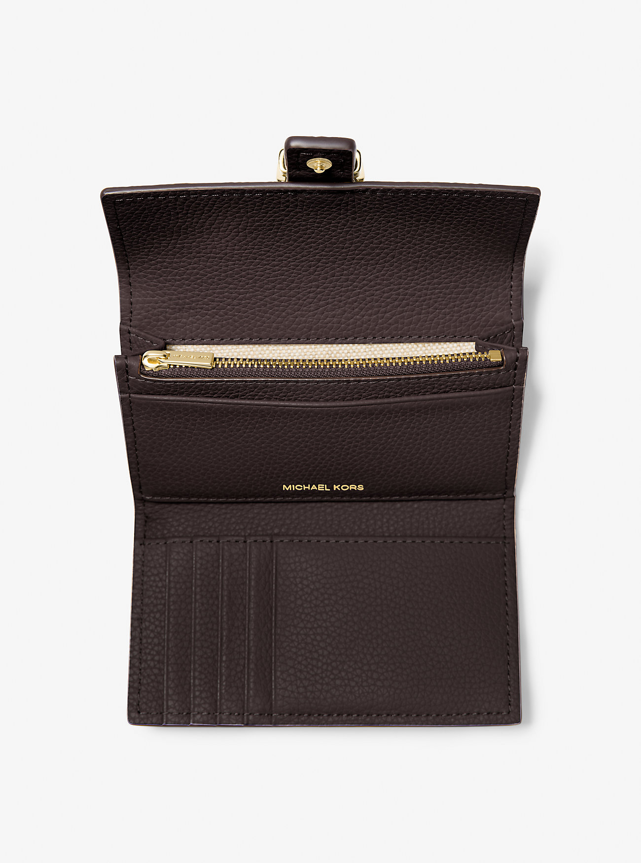 Nolita Medium Pebbled Leather Tri-Blade Lommebok - SJOKOLADE