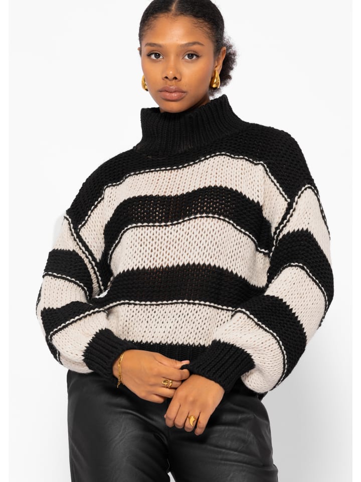 SASSYCLASSY Rollkragenpullover in Schwarz, Beige günstig kaufen