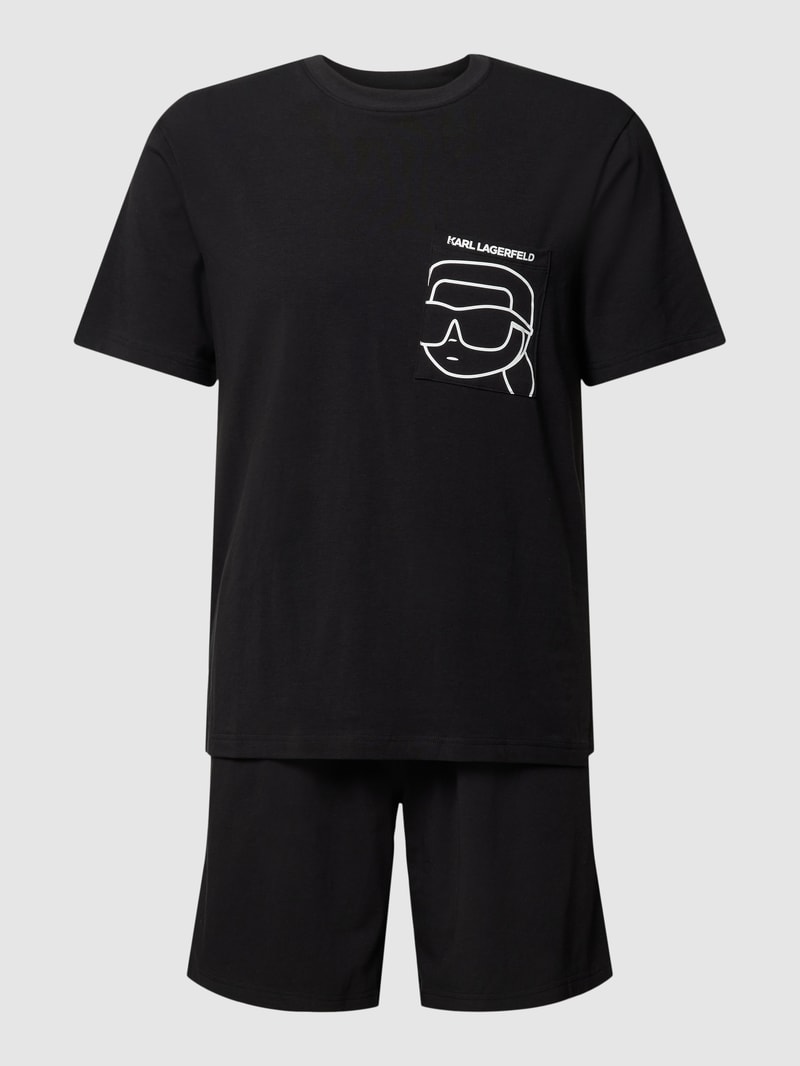 Pyjama mit Rundhalsausschnitt Modell 'IKONIK 2.0' in schwarz