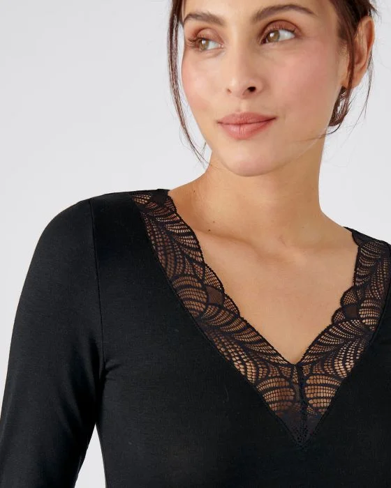 T-shirt manches longues dentelle, invisible Thermolactyl