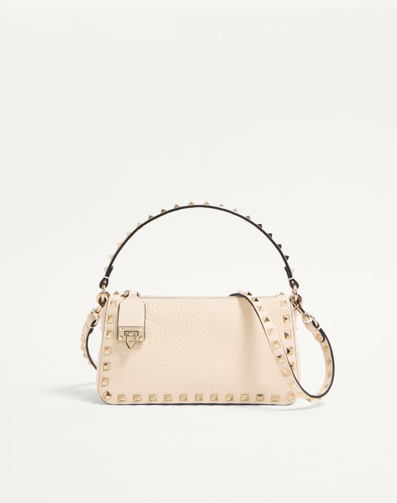 Bolsa de ombro pequena Rockstud em couro de bezerro granulado