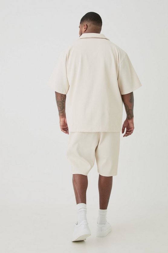 Plus Hemd & Shorts in Ecru