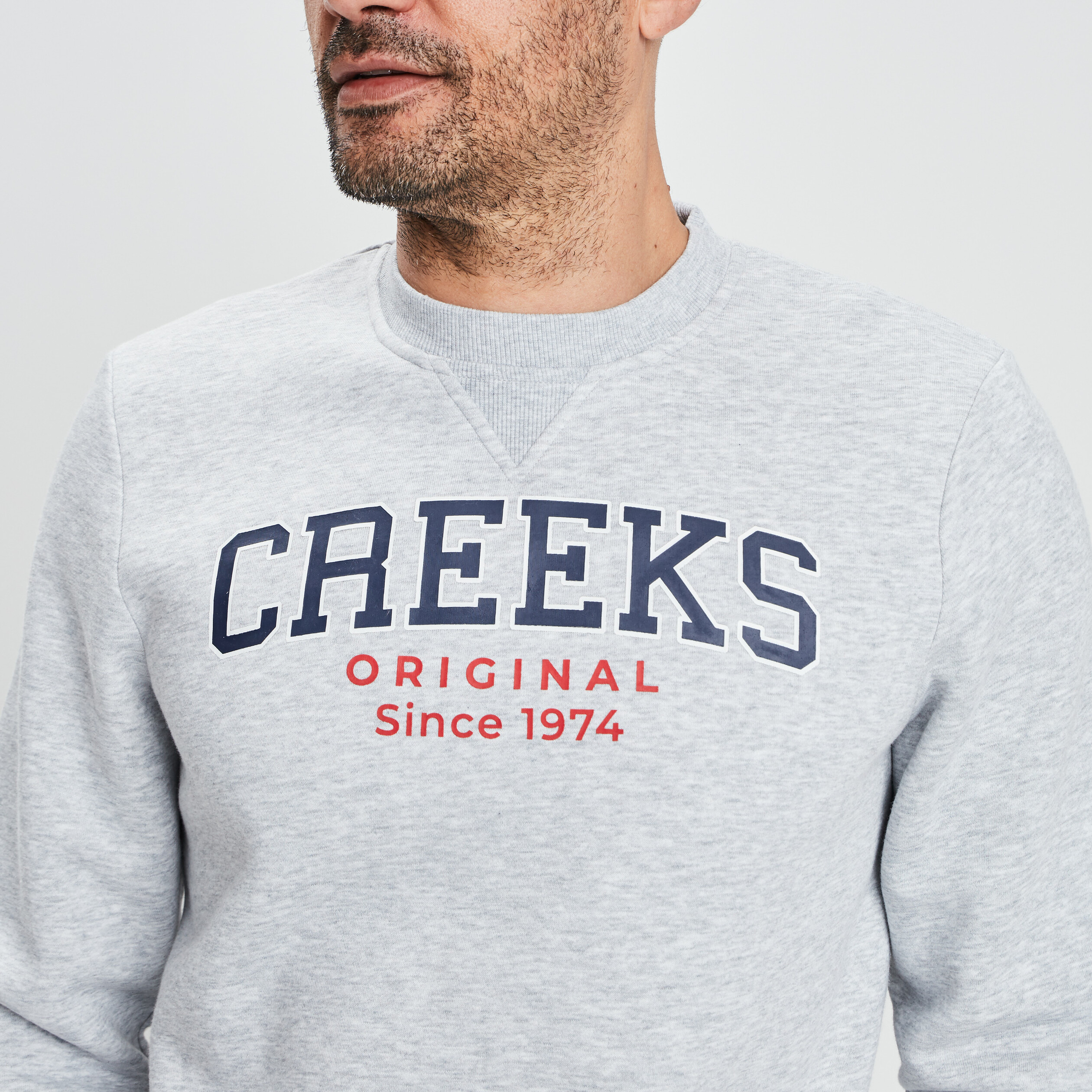 Sweat à col rond Creeks gris clair homme | La Halle