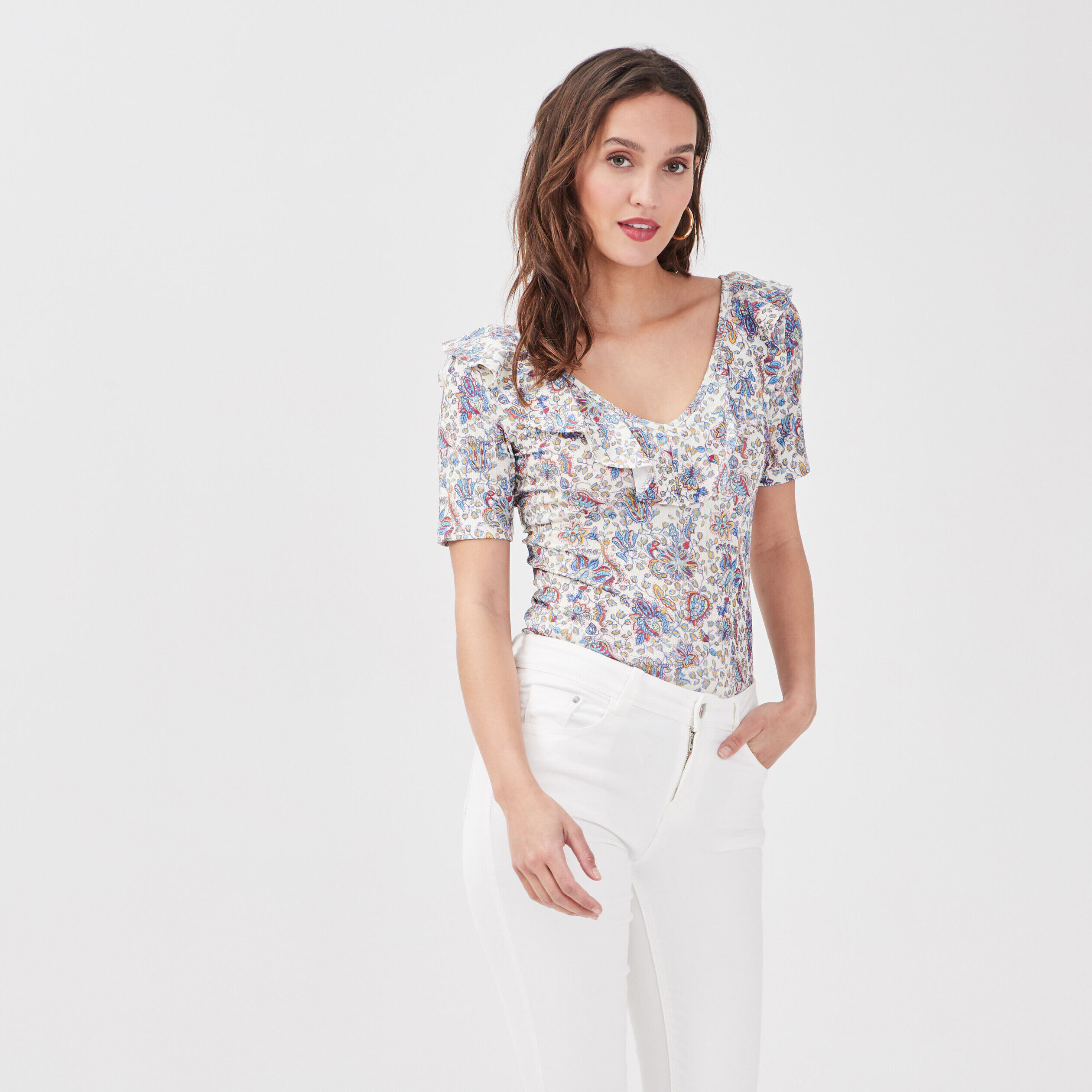 Body manches courtes blanc femme | Cache Cache