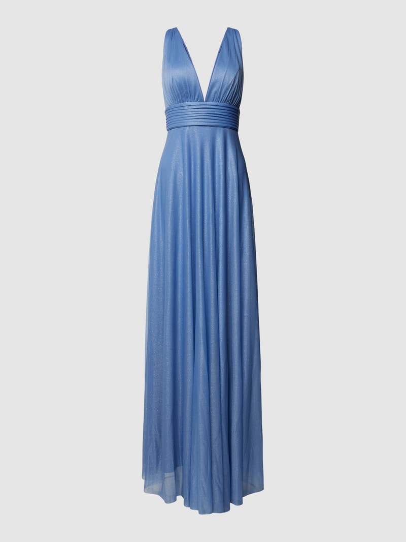 Abendkleid mit Taillenpasse in jeans meliert