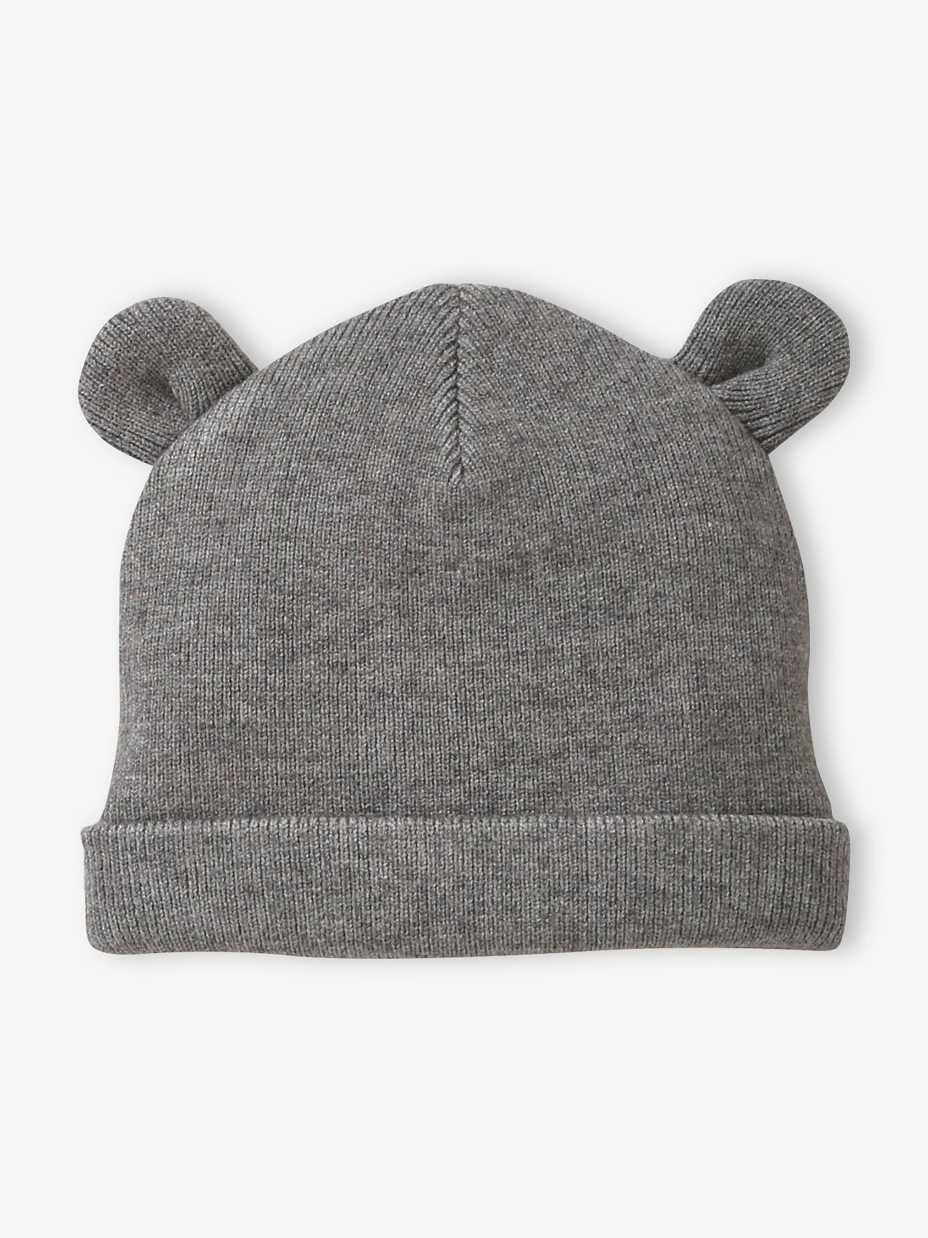 Bonnet à oreilles bébé gris clair chiné