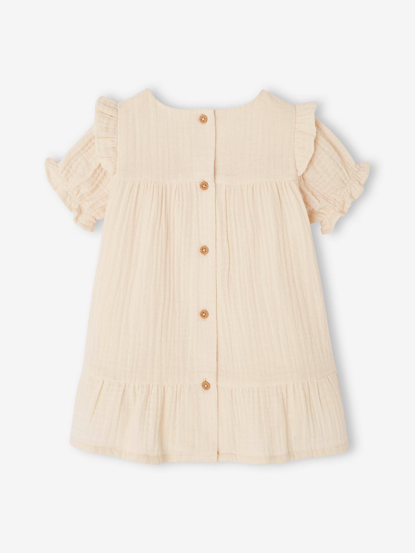 Vertbaudet Baby Kleid aus Musselin - koralle
