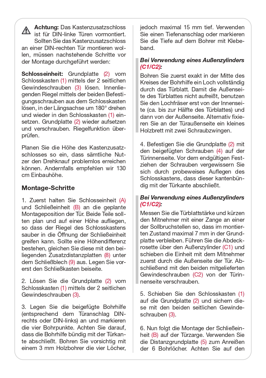 Basi KS500-70 Kastenschloss (käntig) Silber-SS