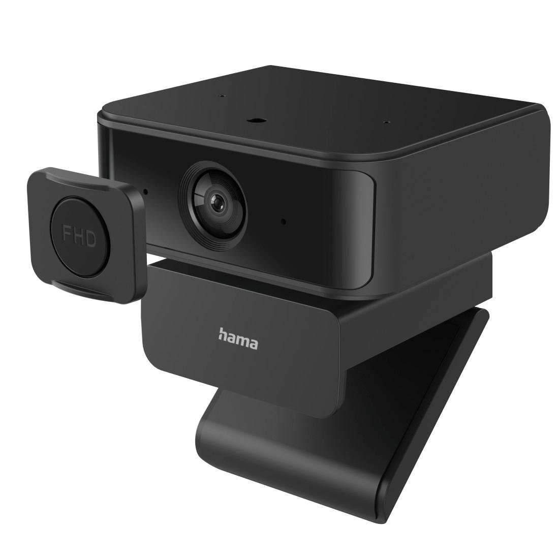Hama Full HD Streaming Webcam-Face Tracking-Mikrofon-Rauschunterdrückung Webcam (Zusatzfunktionen: 1/4 Zoll-Gewinde, Autom. Belichtungsanpassung)
