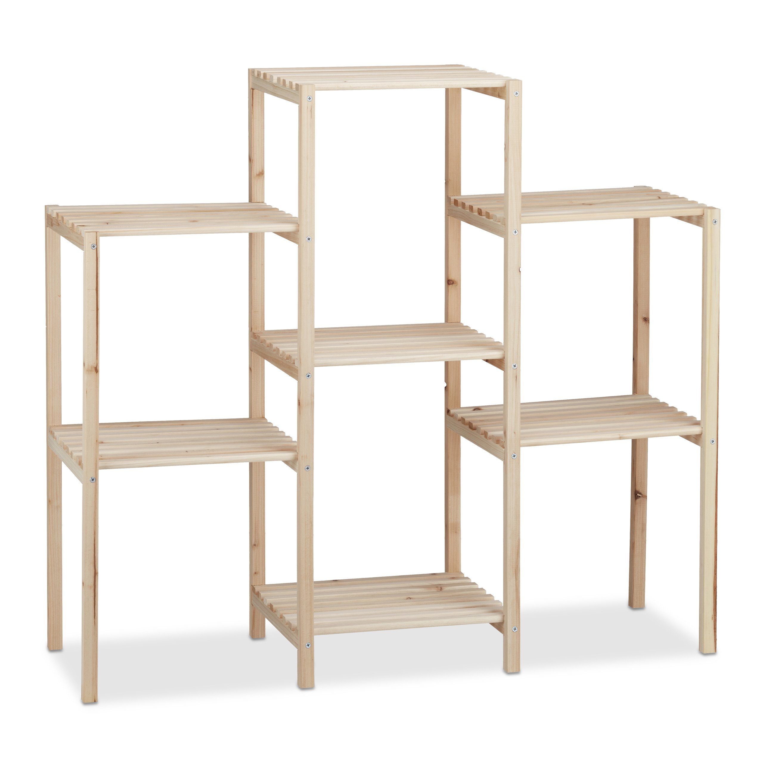 relaxdays Blumenständer Pflanzenregal Holz, L