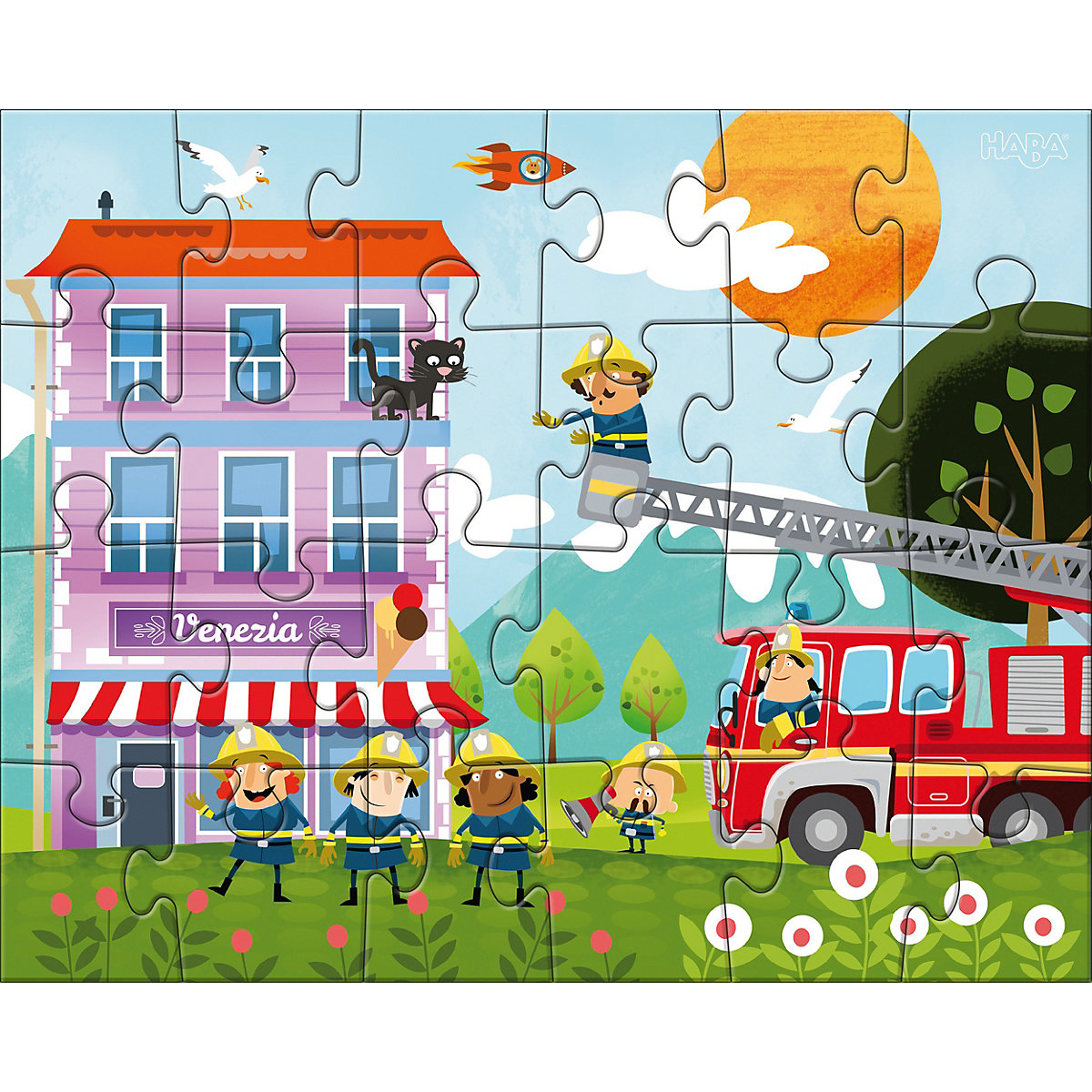 HABA 304186 Puzzleset 3 x 24 Teile - Kleine Feuerwehr