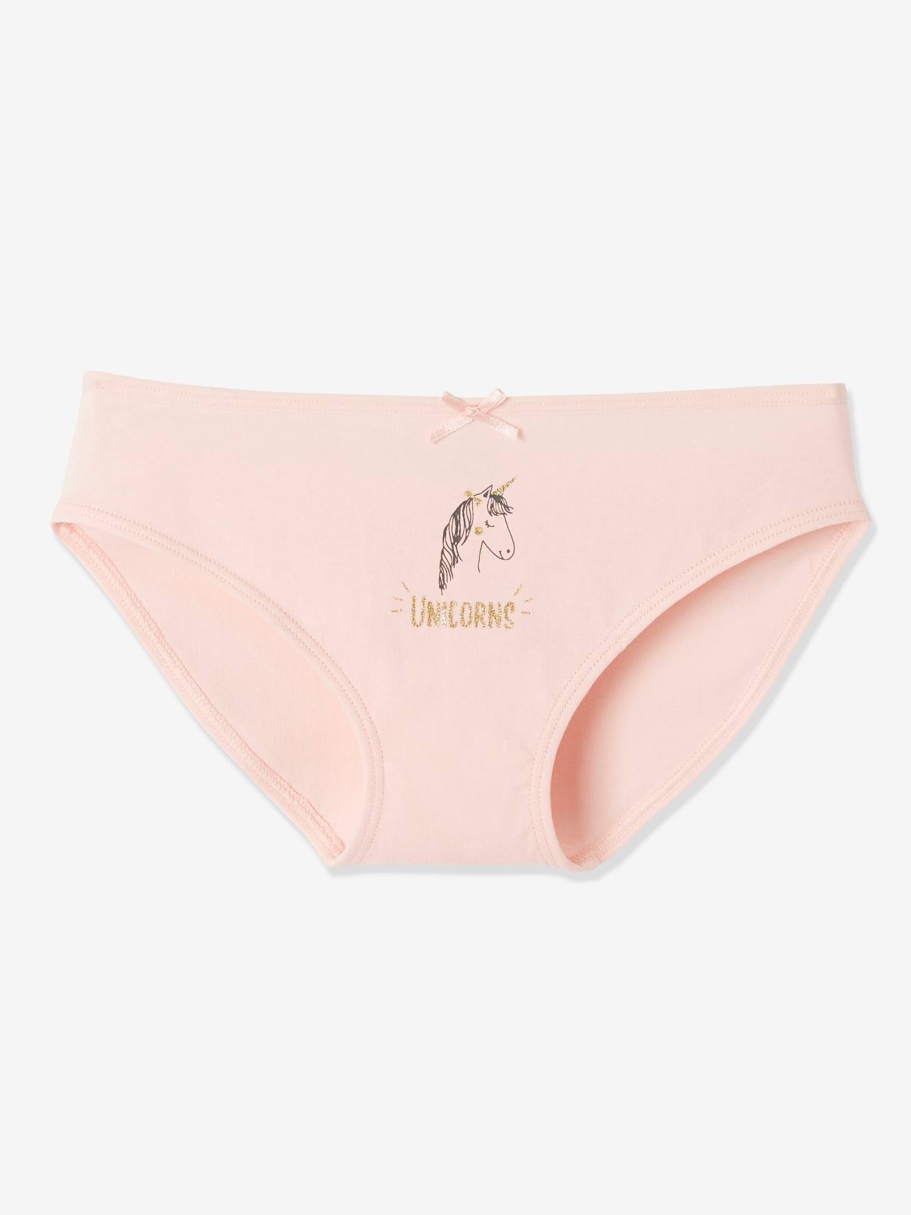 Lot de 3 culottes fille chats et licorne rose poudré