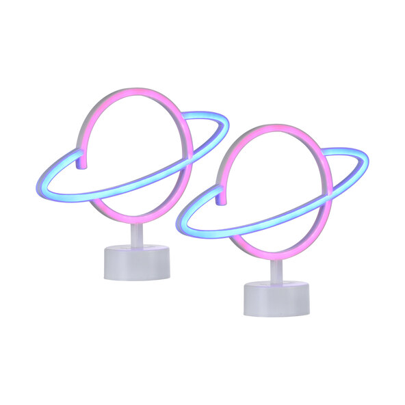 LED-Neon-Tischleuchte Saturn, 2er Set