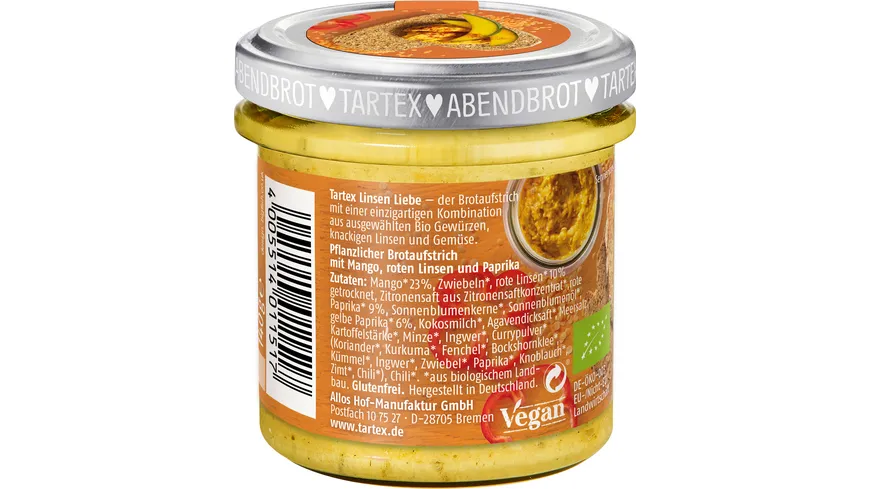 Tartex Linsen Liebe Rote Linse Paprika Mango 140 g