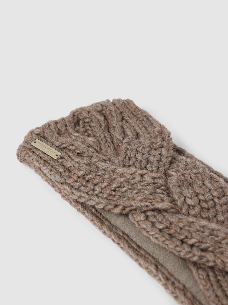 Stirnband mit Zopfmuster in taupe