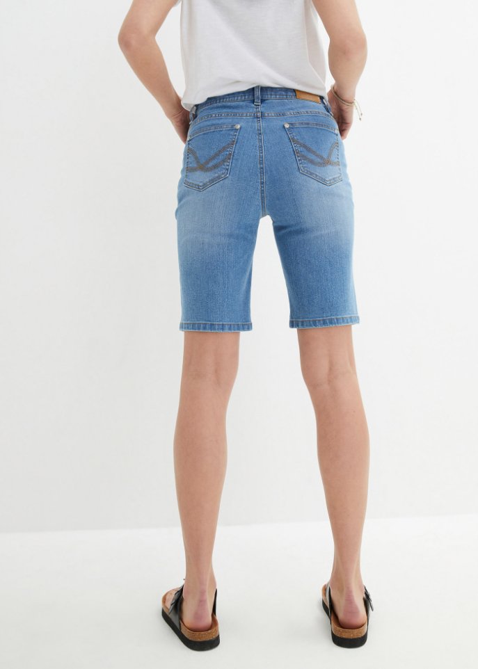 Komfort-Stretch-Jeans -Bermuda mit Bindeband