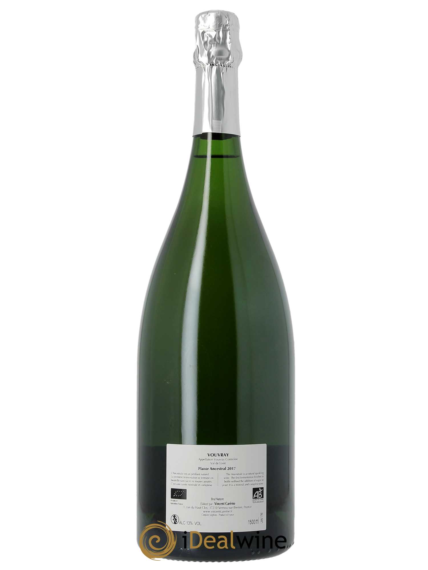 Vouvray Ancestrale Domaine Vincent Carême  2017 - Lot de 1 Magnum