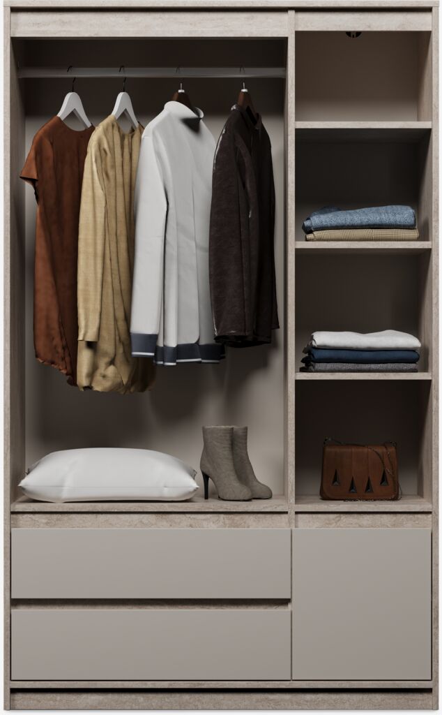 BILLUND BILLUND Schrank 119x193 4 Türen 2 Schubladen Travertin/Beige