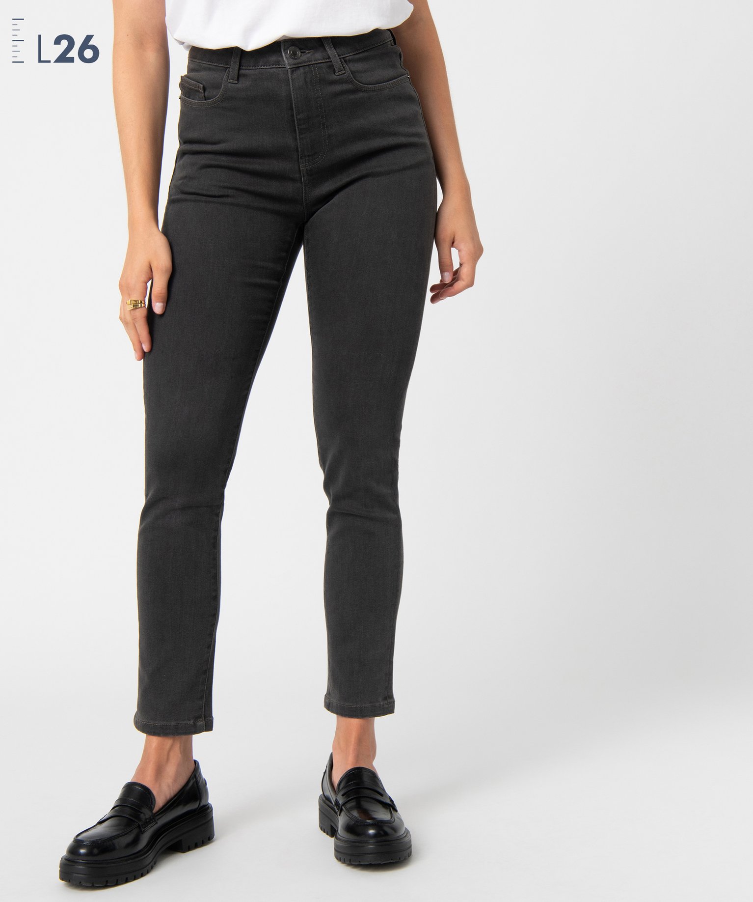 Jean femme coupe Slim taille haute – L26 grey | GEMO