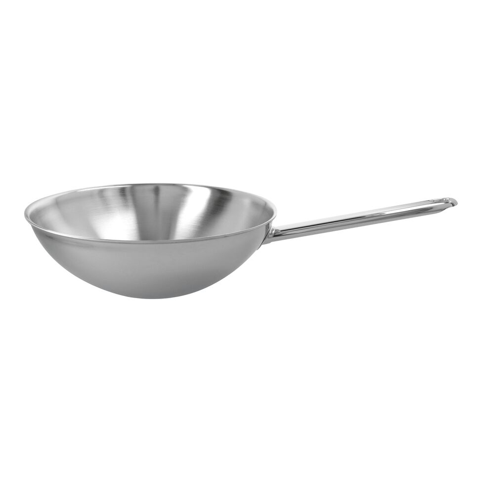 Wok flacher Boden 26 cm, 18/10 Edelstahl