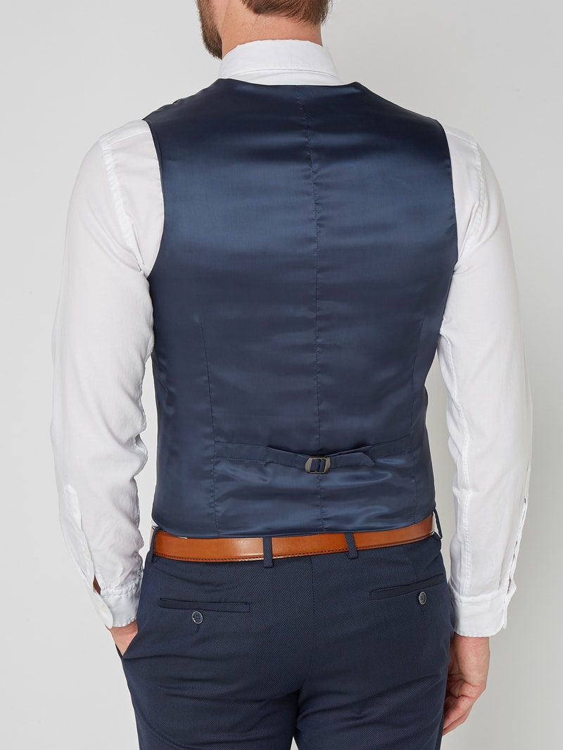Slim Fit Weste mit Webmuster in marineblau