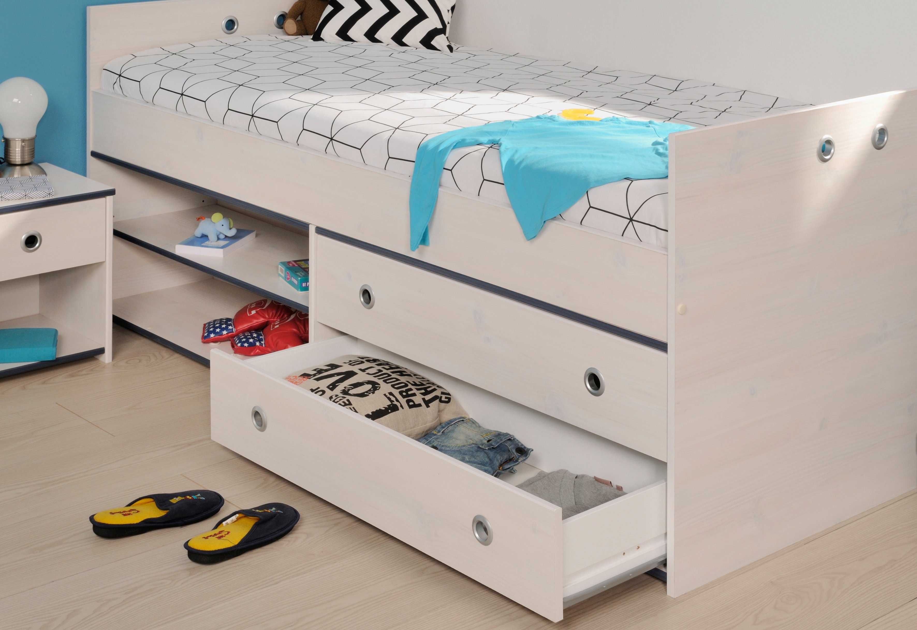 Parisot Jugendzimmer-Set Smoozy, (2-St., Kleiderstange, Schreibtisch und Regal mit Vorhang)