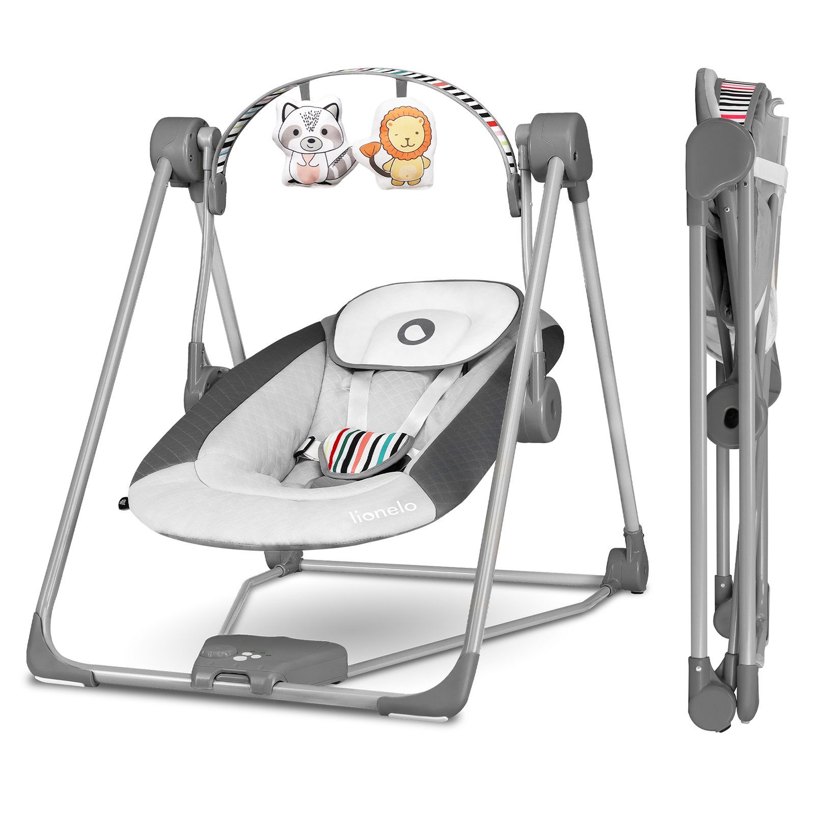 lionelo Babyschaukel LO-OTTO, Spielzeug Karussell, Sicher und stabil, Wippfunktion, 0+ bis 9 kg